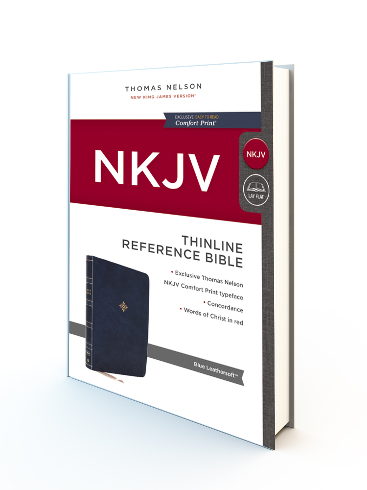 NKJV Thinline Reference Bible( Comfort print)-Blue Leathersoft