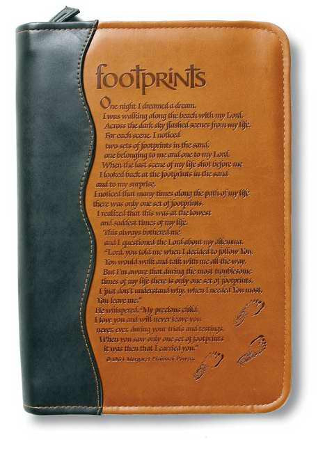 Footprints Bible Cover: Italian Duo-Tone (Large) - Redemption Store